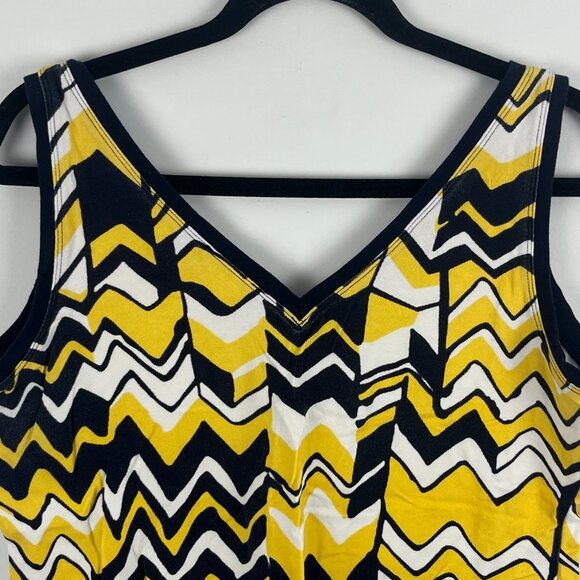 BNW Bianca Nygard Weekend Top Blouse Size 12 Black Yellow Sleeveless V Neck Stre - Picture 7 of 9